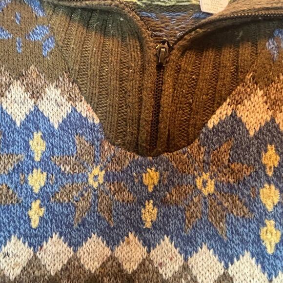 Chunky warm women's Vintage Liz Claiborne sweater M warm cozy wool fishermancore - Picture 3 of 8